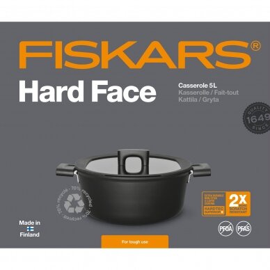 Fiskars Hard Face puodas 5 L / 26 cm su dangčiu 4